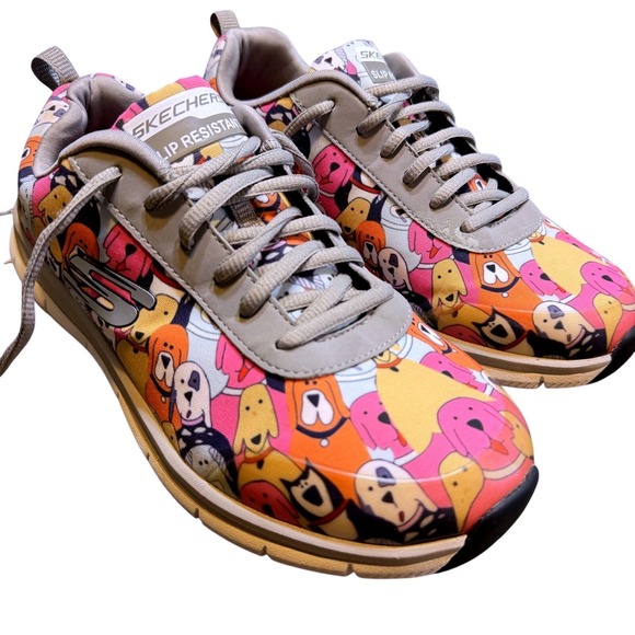 Skechers Shoes - Skechers Work Women 9.5 Wide Dog Print Slip Resistant EH Sneakers 77248W GMLT